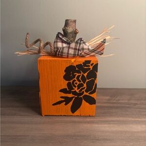Rustic Orange Block with Floral Design